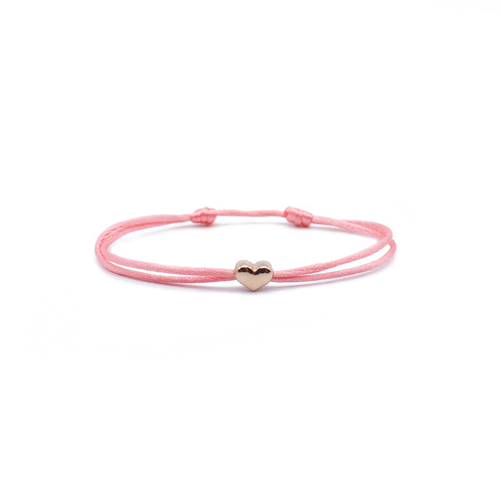 Roseca Satin bracelet with a rose gold heart made in a color of your choice