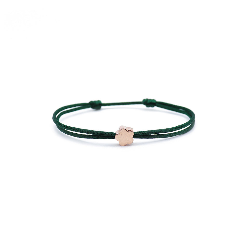 Roseca Satin bracelet with a rose gold flower made in a color of your choice