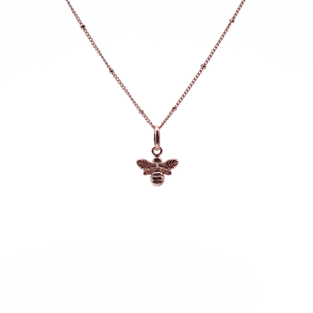 rose gold bee necklace by roseca - sterling silver plated with 18 carat rose gold