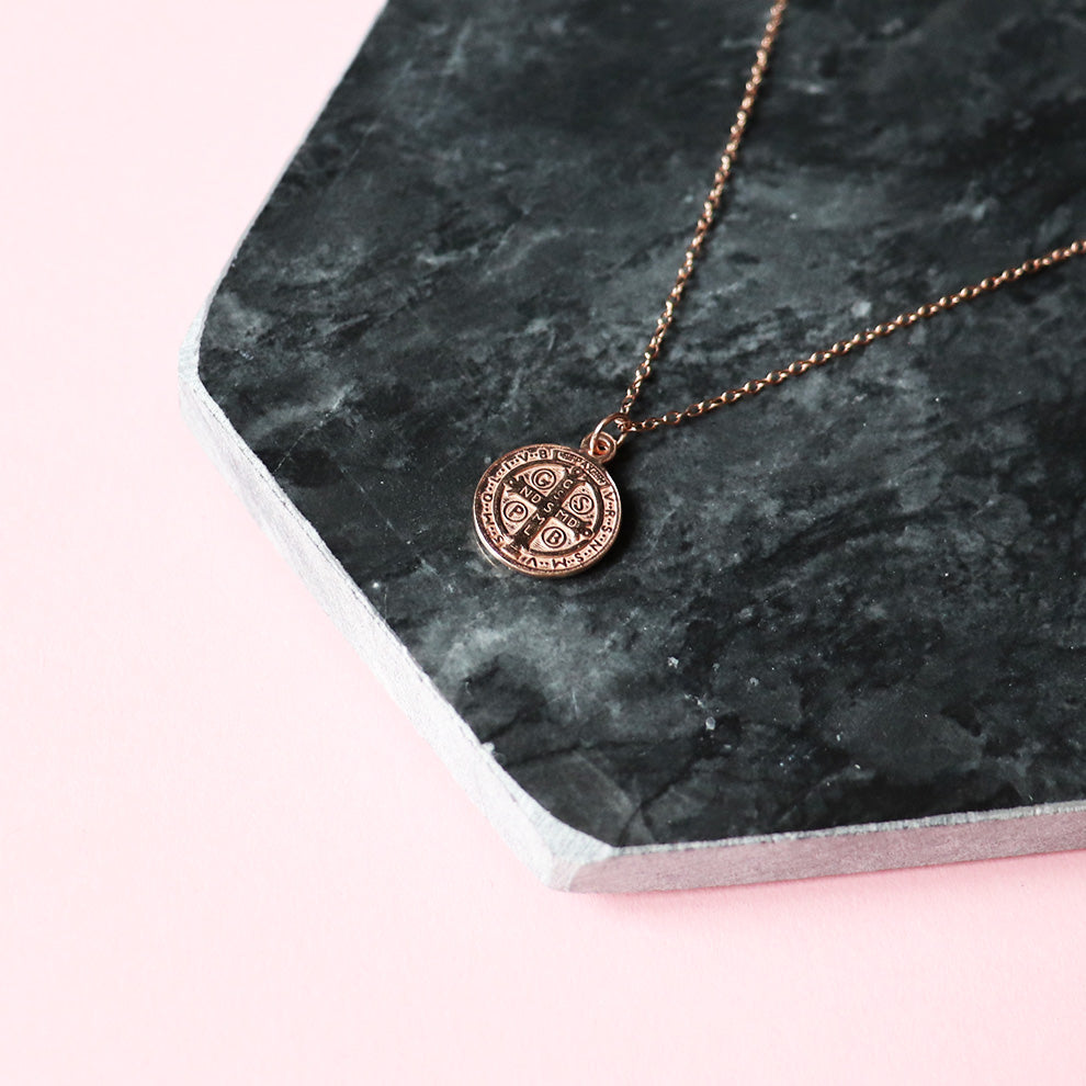 Roseca rose gold italian coin necklace