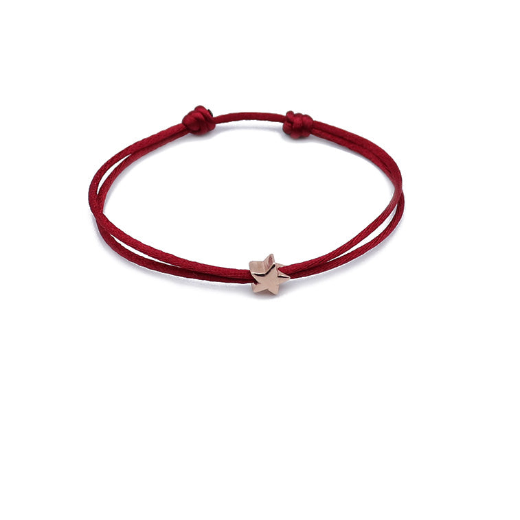Roseca Satin bracelet with a rose gold star made in a color of your choice